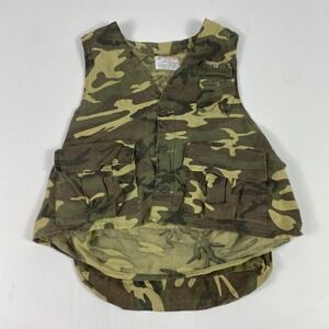 Vintage Texsport Vest Mens XL Green Camouflage Hunting Game Pocket Button Cotton